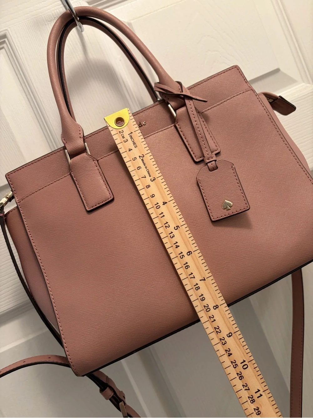 Kate Spade New York Blush Pink Saffiano Leather Satchel Crossbody Bag